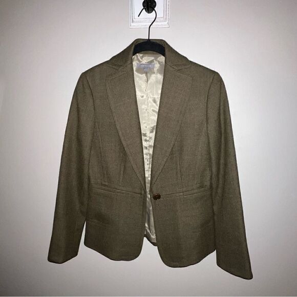 Ann Taylor Olive Green Wool Blazer - Sz 2 - Picture 4 of 16
